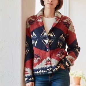 Denim & Supply Ralph Lauren Aztec Navajo Red and Navy Southwestern Cardigan